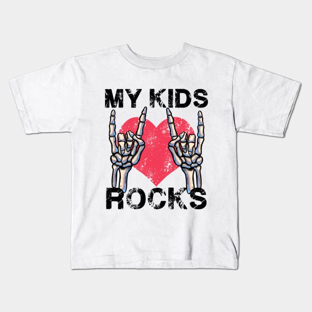 My Kids Rocks Let's Rock Mother Vintage Retro Father Concert Kids T-Shirt by MerchBeastStudio